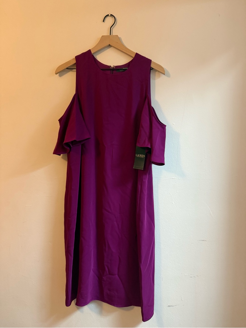 Ralph Lauren Magenta Cold-Shoulder Midi Dress